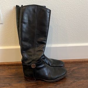 Tory Burch black leather riding boots, size 9.5